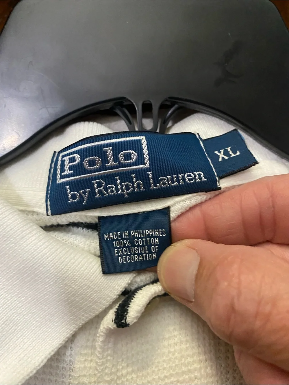 Ralph Lauren White Polo with Black Horizontal Stripes